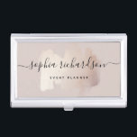 Chic Brush Stroke | Faux Rose Gold on Neutral Rose Business Card Case<br><div class="desc">This elegant business card holder features a faux rose gold,  trendy brush stroke on a neutral,  rosy beige background color. Your name appears in trendy handwritten script typography.</div>