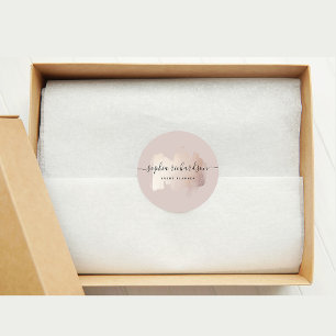 Chic Brush Stroke Faux Rose Gold on Neutral Rose Classic Round Sticker