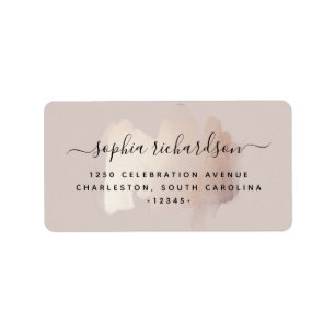 Chic Brush Stroke Faux Rose Gold on Neutral Rose Label