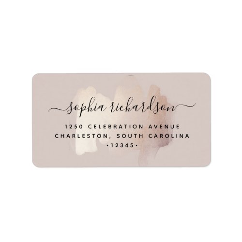 Chic Brush Stroke  Faux Rose Gold on Neutral Rose Label