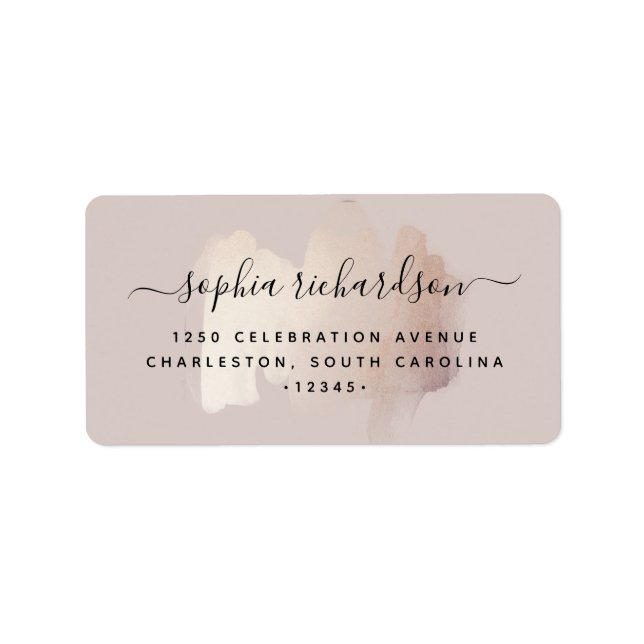 Chic Brush Stroke | Faux Rose Gold on Neutral Rose Label (Front)