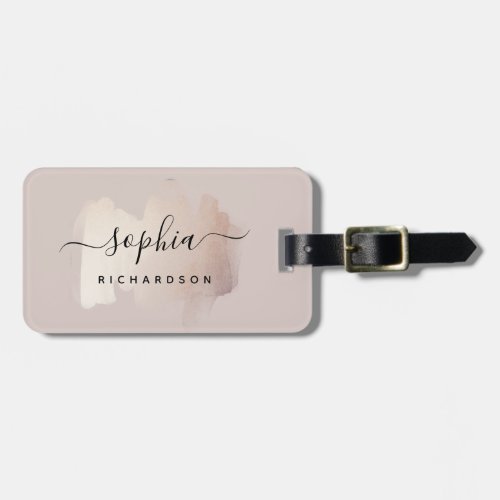 Chic Brush Stroke  Faux Rose Gold on Neutral Rose Luggage Tag