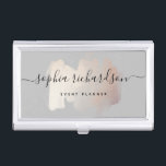 Chic Brush Stroke | Faux Rose Gold on Soft Gray Business Card Case<br><div class="desc">This elegant business card holder features a faux rose gold,  trendy brush stroke on a soft gray background color. Your name appears in trendy handwritten script typography.</div>