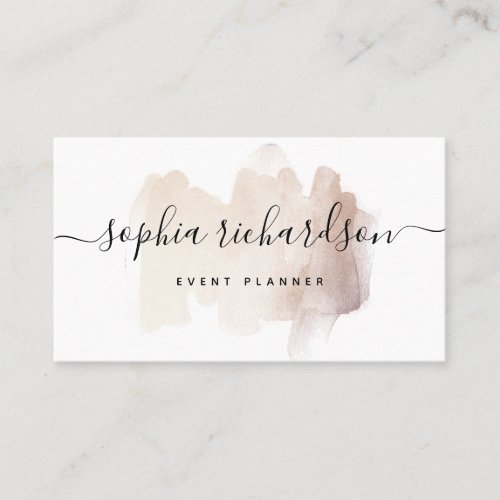 Chic Brush Stroke  Faux Rose Gold on White Business Card