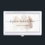 Chic Brush Stroke | Faux Rose Gold on White Business Card Case<br><div class="desc">This elegant business card holder features a faux rose gold,  trendy brush stroke on a white background color. Your name appears in trendy handwritten script typography.</div>