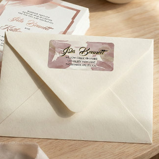 Chic Brush Stroke | Faux Rose Gold on White Label