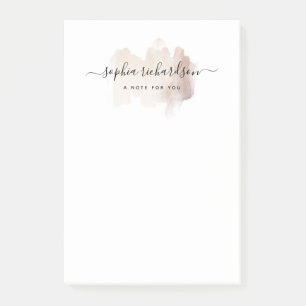 Chic Brush Stroke   Faux Rose Gold on White Post-it Notes
