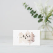 Chic Brush Stroke | Faux Rose Gold on White Referral Card (Standing Front)