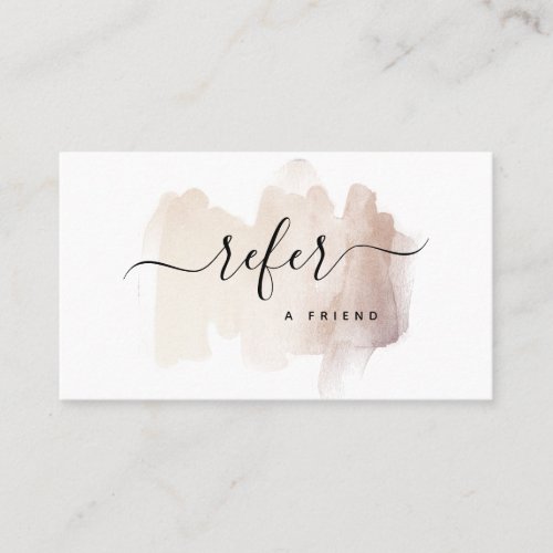 Chic Brush Stroke  Faux Rose Gold on White Referral Card