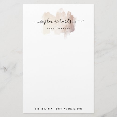 Chic Brush Stroke  Faux Rose Gold on White Stationery