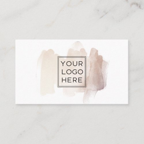 Chic Brush Stroke  Faux Rose Gold with Logo Business Card