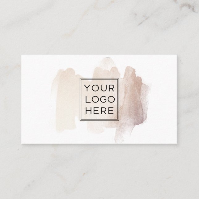Chic Brush Stroke | Faux Rose Gold with Logo Business Card (Front)