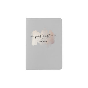 Chic Brush Stroke on Soft Gray Passport Holder