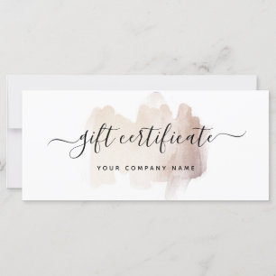Chic Brush Stroke Rose Gold Gift Certificate