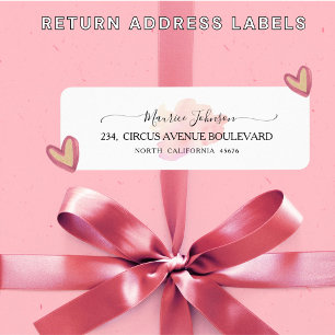 Chic Brush stroke rose gold return address label
