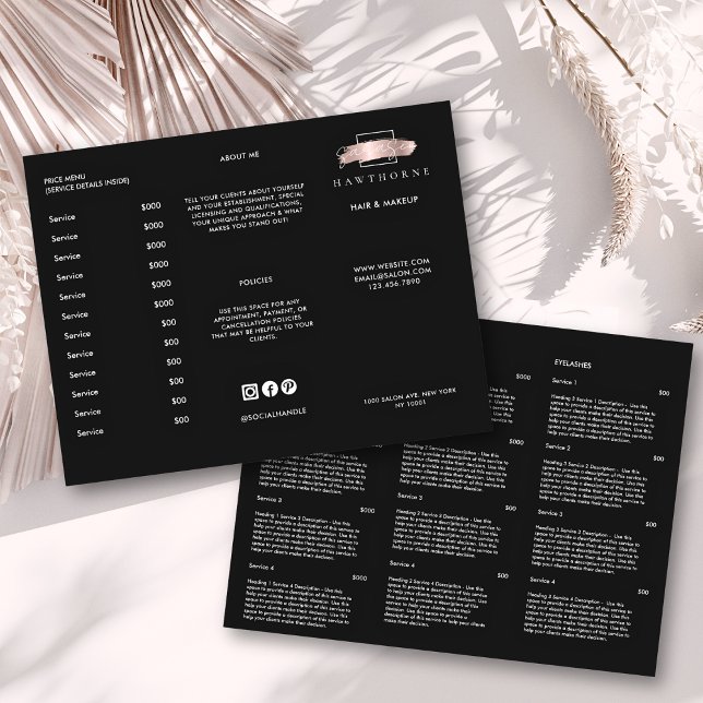 Chic Brush Stroke Salon Price List Services Menu (Creator Uploaded)