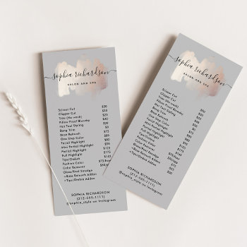 Chic Brush Stroke | Salon Price List Services Rack Card by christine592 at Zazzle