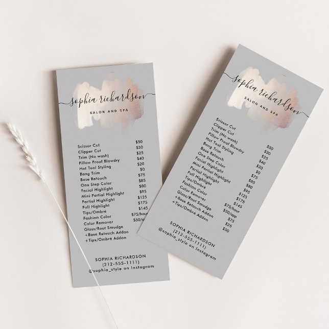 Chic Brush Stroke | Salon Price List Services Rack Card (Creator Uploaded)