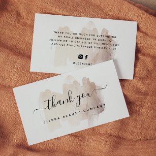 Chic Brush Stroke   Small Business Thank You Business Card