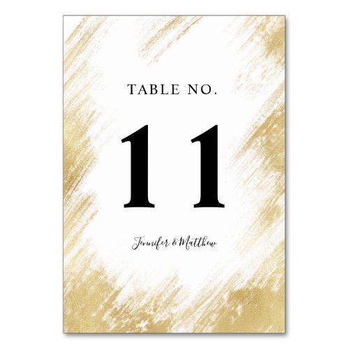 Chic Brush Strokes Wedding Table Number