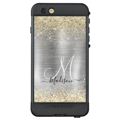 Chic brushed metal silver gold faux glitter LifeProof ND iPhone 6s plus case