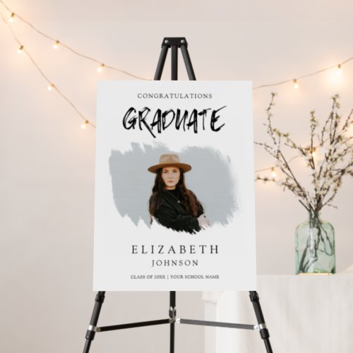 Chic Brushstrokes Graduation Welcome Party Sign