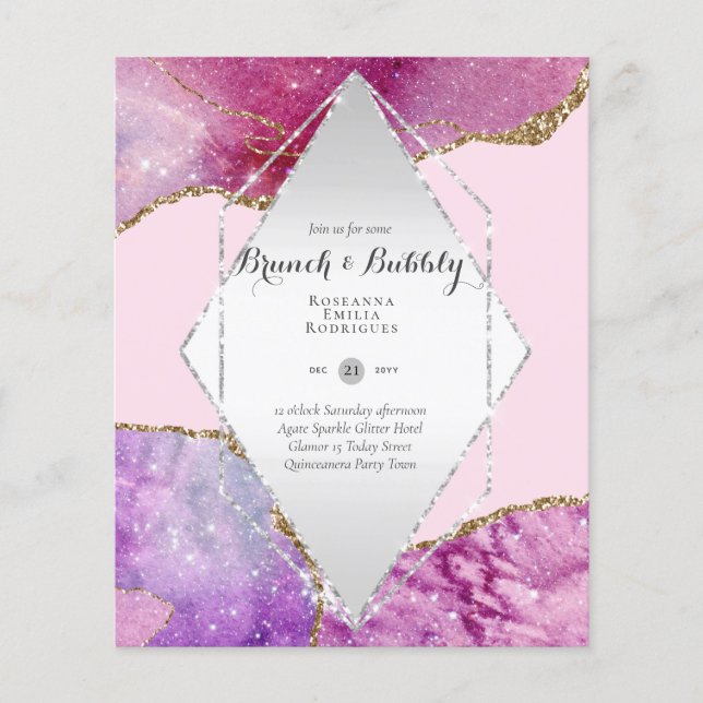 CHIC BUDGET BRUNCH and BUBBLY AGATE GLITTER Inv Flyer (Front)