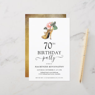 Chic Budget Floral Gold High Heels 70th Birthday