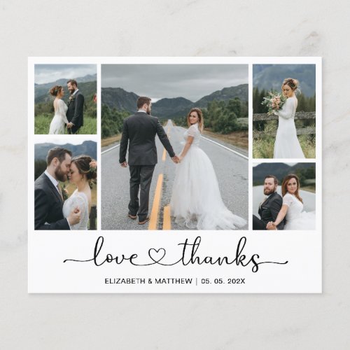 Chic Budget Photo Collage Wedding Thank You Flyer