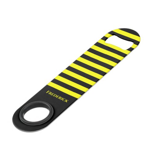 Chic Bumble Bee Style Black Yellow Stripes Pattern Bar Key