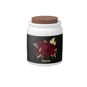 Chic burgundy and gold black candy jar