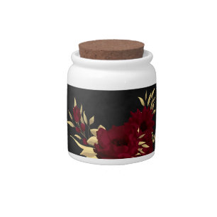 Chic burgundy and gold black candy jar