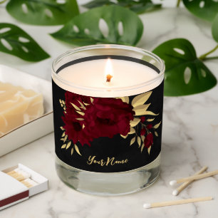Chic burgundy and gold black scented candle