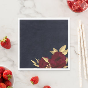 Chic burgundy and gold navy blue napkins