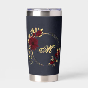 Chic burgundy and gold navy insulated tumbler
