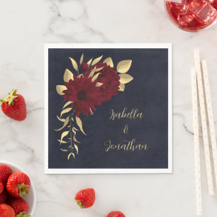 Chic burgundy and gold navy napkins