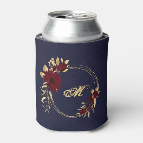 Chic burgundy and gold navy wedding can cooler