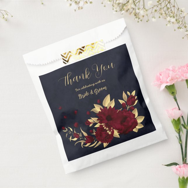 Chic burgundy and gold navy wedding favor bag (Sealed)