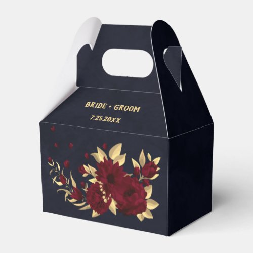 Chic burgundy and gold navy wedding favor boxes