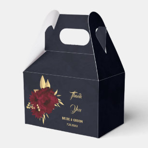 Chic burgundy and gold navy wedding favor boxes