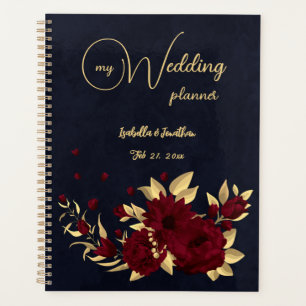 Chic burgundy and gold navy wedding planner