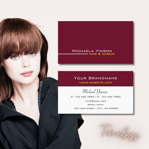 Chic Burgundy and White Simple Modern Professional Business Card