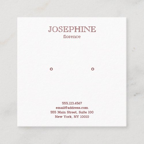 Chic Burgundy and White Stud Earring Square Business Card