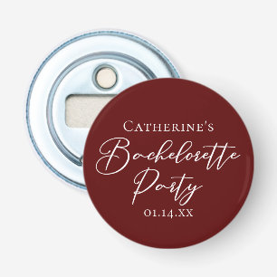 Chic Burgundy Bachelorette Party Personalized Bottle Opener