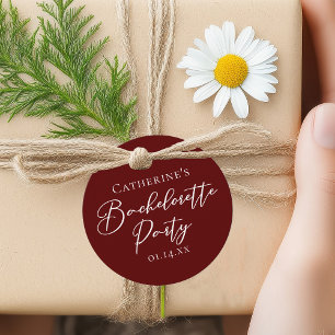 Chic Burgundy Bachelorette Party Personalized Favor Tags