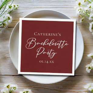 Chic Burgundy Bachelorette Party Personalized Napkins