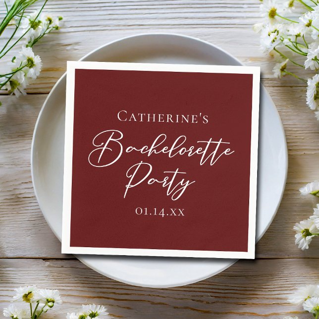 Chic Burgundy Bachelorette Party Personalized Napkins (Creator Uploaded)