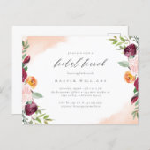 Chic Burgundy Blush Floral Botanical Bridal Brunch Invitation Postcard (Front/Back)