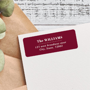 CHIC BURGUNDY Bold Modern Elegant family name Label