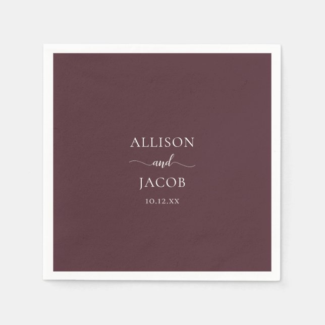 Chic Burgundy Bordeaux Wedding Napkins (Front)